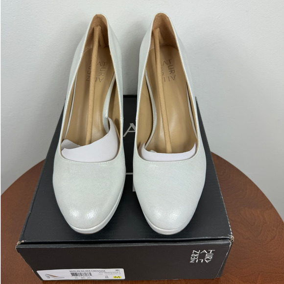 Naturalizer Berlin Pump in Silver Crosshatch Synthetic Size 8 - Picture 1 of 7